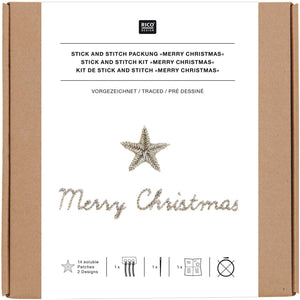 RICO DESIGN Stick and Stitch Stickpackung Merry Christmas vorgezeichnet