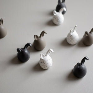 Keramik Hasen 3-teilig weiß/schwarz