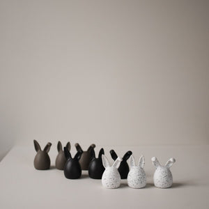 Keramik Hasen 3-teilig weiß/schwarz